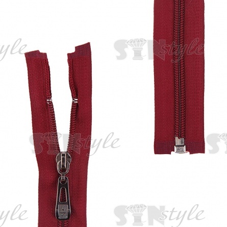 Молния спираль, тип 5, разъемная, длина 85 см, цвет 177 (бордовый), бегунок темный никель фото 1