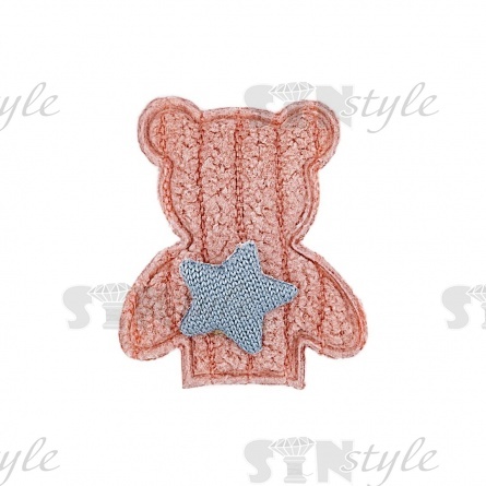 Аппликация 3D "Мишка", цвет грязно-розовый, размер 22х25 мм фото 1