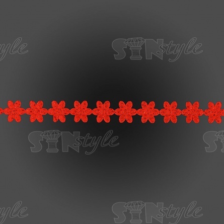 Декоративная лента из цветочков, цвет красный, ширина 20 мм, намотка 20 ярдов фото 3