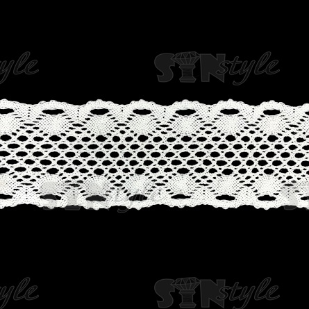 Кружево вязаное плетеное, ширина 70 мм, цвет молочный, намотка 15 ярдов фото 2