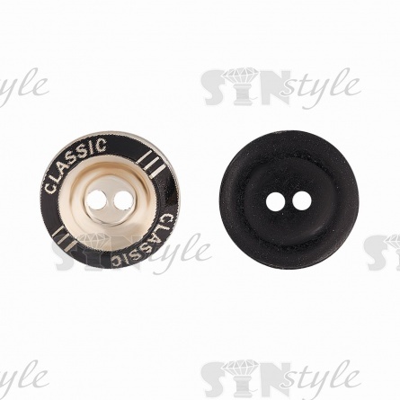 Пуговица пластиковая на два прокола, золотая с черным, 20L фото 1