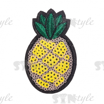 Термоаппликация "Ананас" с пайетками, размер 47х46мм  фото 1
