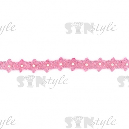 Цветочки из капроновой ленты, размер 30 мм, намотка 20 ярдов, цвет темно-розовый (№25)  фото 2