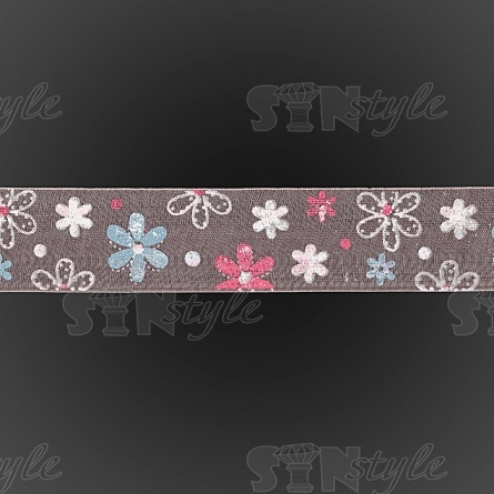 Декоративная лента капроновая с цветочным принтом, ширина 25 мм, намотка 50 ярдов, цвет розовый фото 3