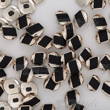 Пуговица пластиковая на ножке, размер 28L, цвет черный с золотом фото 2