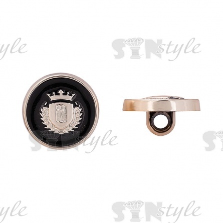 Пуговица пластиковая на ножке, размер 28L, цвет золото+черный фото 1