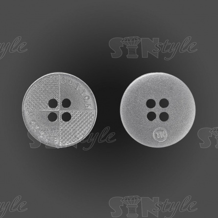 Пуговица пластиковая на четыре прокола, размер 28L, цвет серебристый фото 1