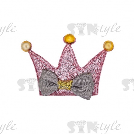 Аппликация 3D "Корона", цвет грязно-розовый+серый, размер 50х35 мм фото 1