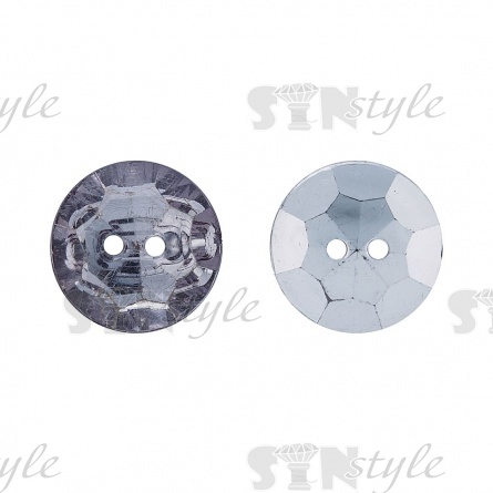 Пуговица пластиковая на два прокола "Кристалл", прозрачная черная, 28L фото 1