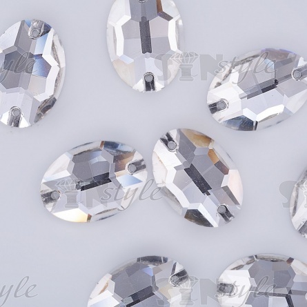 Стразы пришивные стеклянные Овал, цвет белый прозрачный, размер 17*25 мм фото 3