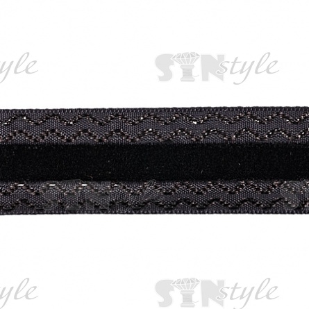 Лента бархатная с люрексом, ширина 25 мм, цвет черный, намотка 50 ярдов фото 1