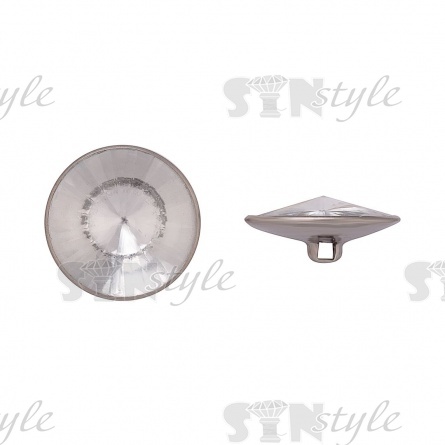 Пуговица на ножке, размер 40L, основа металл, шляпка белая прозрачная фото 1