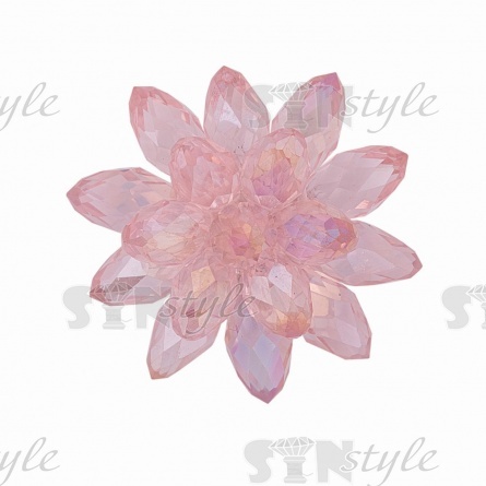 Аппликация с элементами из бисера, цвет розовый, диаметр 30 мм фото 1