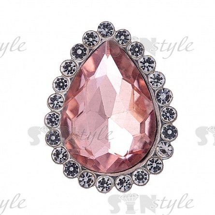 Стразы пришивные стеклянные в оправе, форма капля, цвет серебро+пудровый+белый, размер 10х14 мм фото 1