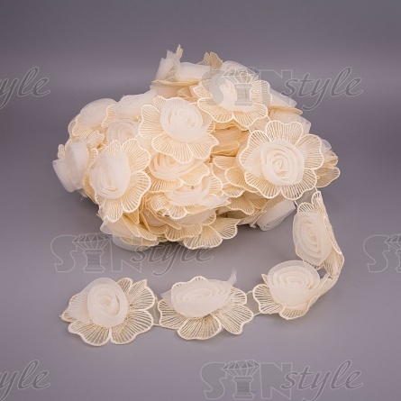 Цветочки из капроновой ленты, ширина 75 мм, намотка 15 ярдов, цвет белый фото 2