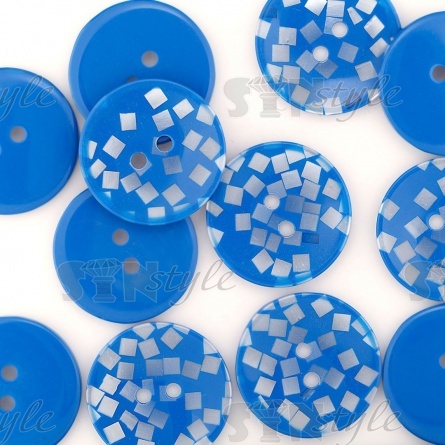 Пуговица пластиковая на полуножке, размер 24L, черная основа с красными пайетками фото 6