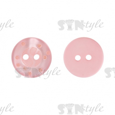 Пуговица пластиковая на два прокола, размер 24L, цвет розовый фото 1