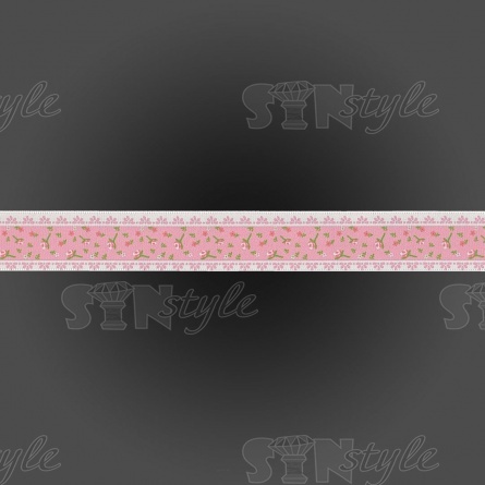 Декоративная атласная лента с цветочным принтом, цвет розовый, ширина 25 мм, намотка 20 ярдов фото 2