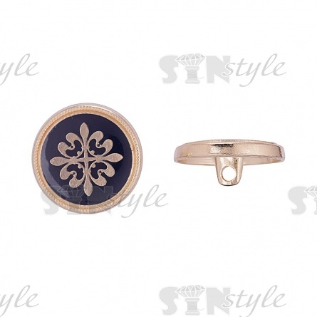 Пуговица металлическая на ножке, золотая с синим, 32L фото 1