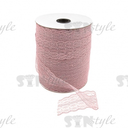 Кружево на сетке, ширина 45 мм, цвет грязно-розовый (№21), намотка 300 ярдов фото 1