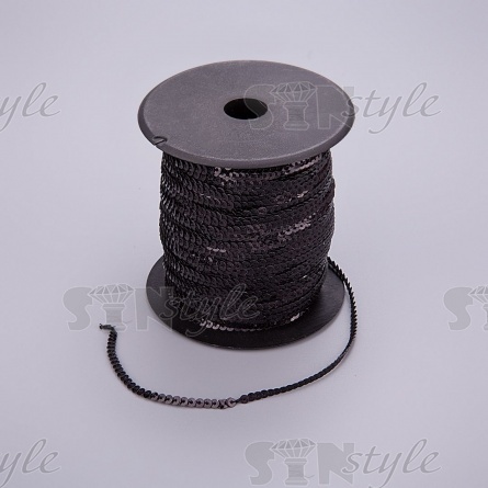 Пайетки на нитке, d=3 мм, цвет черный радужный фото 2