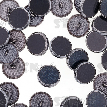 Пуговица металлическая на ножке, темный никель с темно-синим, 28L фото 3