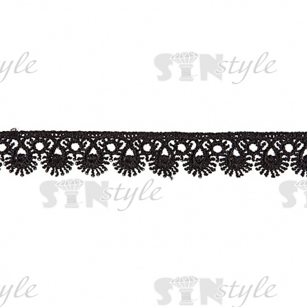 Кружево ажурное, тонкая изящная нежная гирлянда с причудливым узором и резными краями, ширина 15 мм, цвет черный, намотка 10 ярдов  фото 1