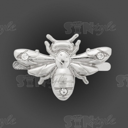 Брошь металлическая со стразами, крепление усики, размер 27х19 мм фото 1