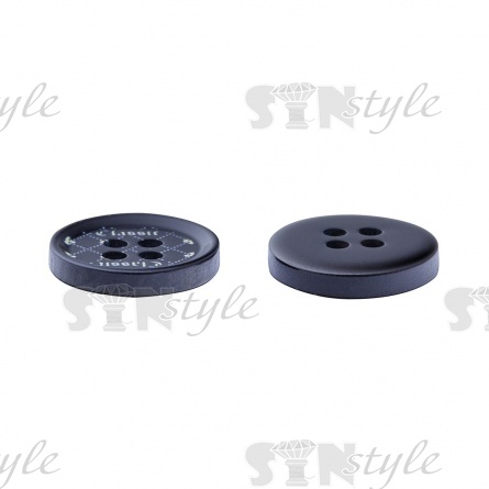 Пуговица пластиковая на четыре прокола, размер 24L, цвет черный/серый фото 3