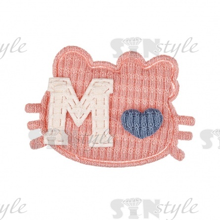 Аппликация 3D "Котик", цвет грязно-розовый, размер 45х30 мм фото 1