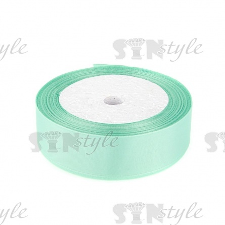 Декоративная лента атласная, ширина 25 мм, намотка 25 ярдов, цвет светло-зеленый (№128) фото 1