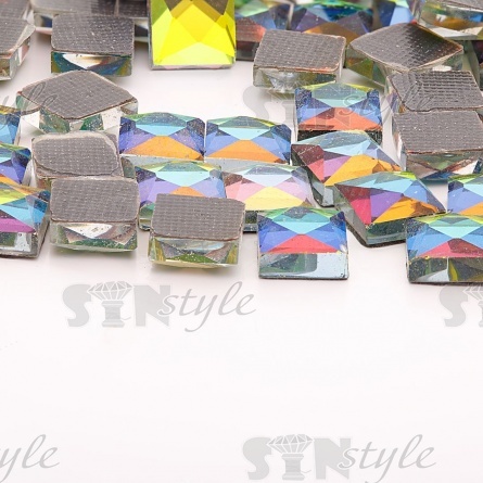 Стразы термоклеевые квадратной формы, размер 6х6 мм, 5500 шт/уп, цвет радужный (голография) фото 3