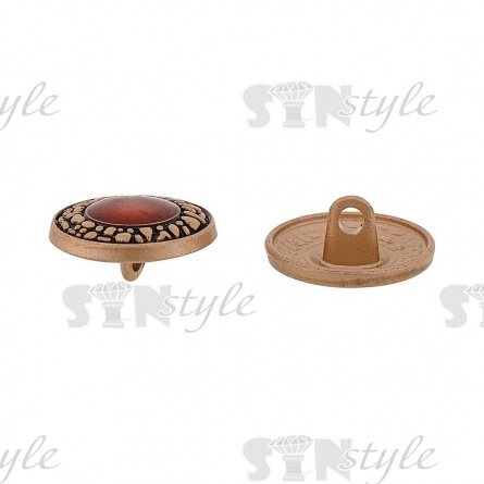 Пуговица металлическая на ножке, золотая с бордовым, 32L фото 3