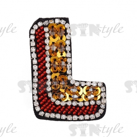 Аппликация с элементами из бисера и страз "LOVE", высота 60 мм фото 2