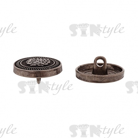 Пуговица металлическая на ножке, размер 28L, цвет темный никель/черный фото 3