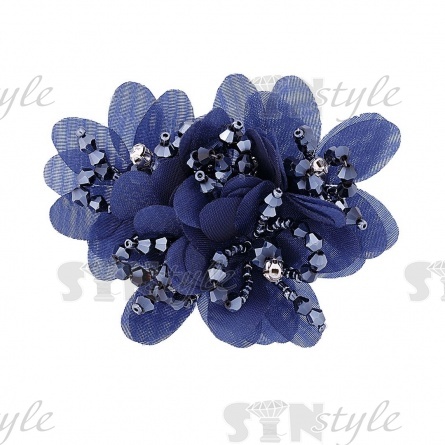 Аппликация с элементами из бисера, цвет темно-синий, размер 70х55 мм фото 1