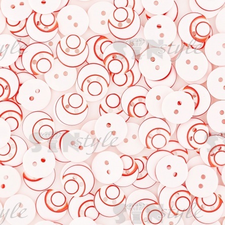 Пуговица пластиковая на два прокола, размер 20L, цвет белый/красный фото 4