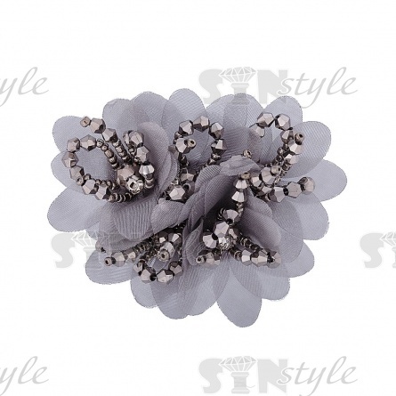 Аппликация с элементами из бисера, цвет серый, размер 70х55 мм фото 1