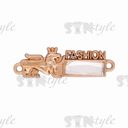 Декоративное украшение пришивное металлическое, цвет золото+белые стразы, размер 12х40мм фото 1