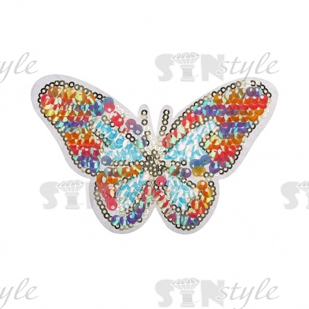 Аппликация пришивная "Бабочка" с пайетками, размер 107х70 мм фото 1