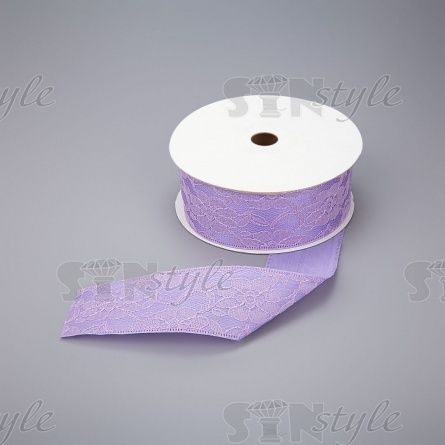 Декоративная лента двухслойная, цвет фиолетовый, ширина 40 мм, намотка 20 ярдов фото 1