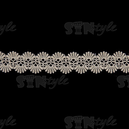 Кружево ажурное, тонкая изящная гирлянда с причудливым узором и резными краями, ширина 40 мм, цвет шампань, намотка 10 ярдов  фото 2