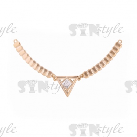 Декоративное украшение пришивное металлическое, цвет золото+белые стразы, размер 120*55 мм фото 1