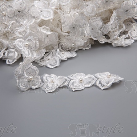 Цветочки из капроновой ленты, ширина 40 мм, намотка 20 ярдов, цвет белый, № 7 фото 1