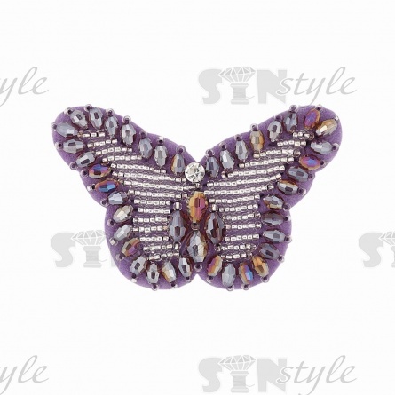 Аппликация с элементами из бисера на фетровой основе, цвет фиолетовый, размер 70х45 мм фото 1