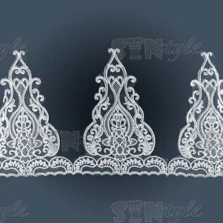 Кружево гипюр, ширина 310 мм, цвет сияющий белый, намотка 10 ярдов  фото 2