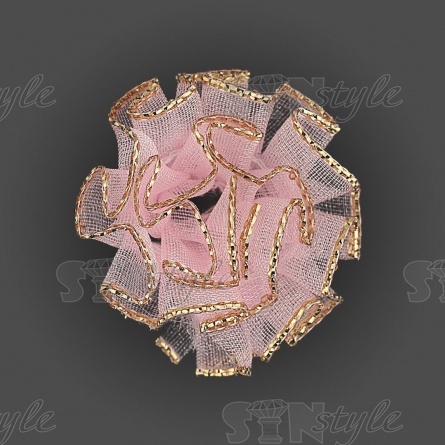 Цветочек из капроновой ленты, розовый с золотом, размер 30 мм, фото 1