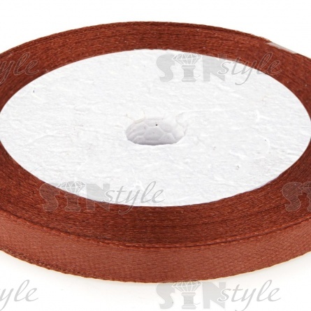 Декоративная лента атласная, ширина 6 мм, намотка 25 ярдов, цвет коричневый (№031) фото 2