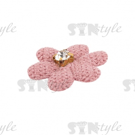 Аппликация 3D "Цветочек" со стразой, цвет грязно--розовый, размер 25 мм фото 2