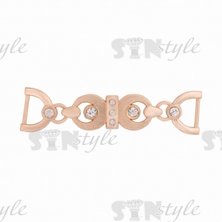 Декоративное украшение пришивное металлическое, цвет золото+белые стразы,  размер 72х18 мм фото 1